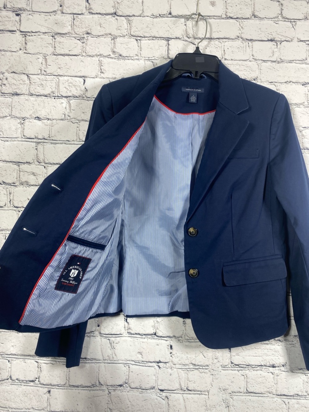 Tommy Hilfiger Navy Two-Button Tailored Women’s Blazer Size 6 - Picture 3 of 8